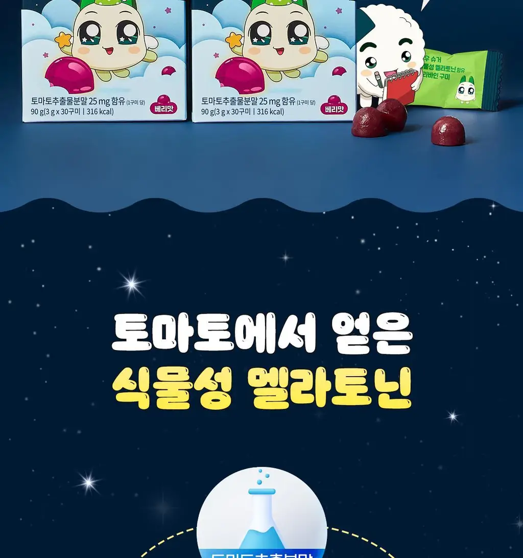 [쿵야키링증정] 뉴트리코어X쿵야 로우 슈거 식물성 멜라토닌 함유 멜라바인 구미 (20/30구미) 상세페이지 31